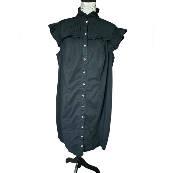 Baby Phat Y2K vintage black button up midi dress with ruffled cap sleeve size 1X - Picture 1 of 14